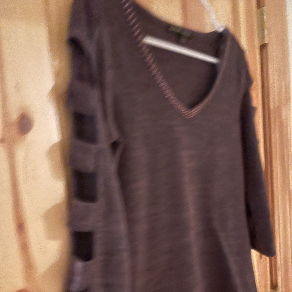Always Indigo Top Women's  Sleeve Cutout V Neck size S